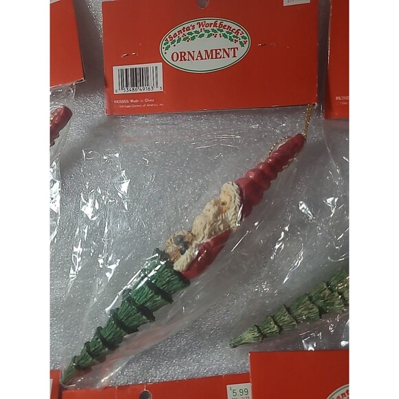 Lot of 6 Santa's Workbench Santa 7" Icicle Ornament Vintage Original Packaging - Picture 3 of 7